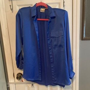 Liz Claiborne Vibrant Blue Button Down Shirt Size 4P